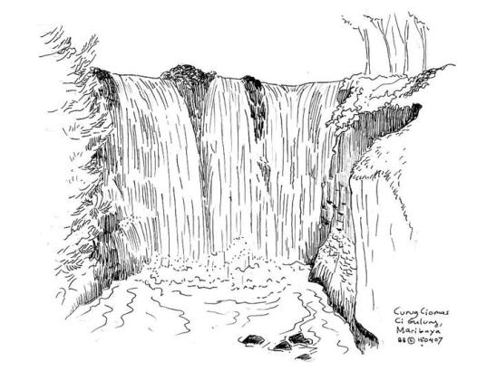 Local features such as Ciomas Falls are commemorated in Brahmantyo’s sketches as well as his tourism initiatives - Courtesy of the artist setiawan2